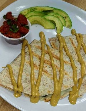 Vegan Quesadilla was good.🍴2019 at The Juice Box in Lakeland
