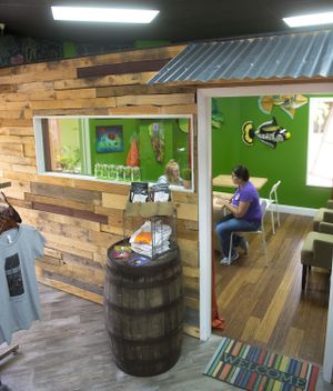 The Green Room - a seating area and showcase for local artists at The Juice Box in Lakeland