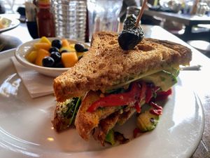 Avocado panini w fruit at Busboys and Poets - Carroll St in Washington