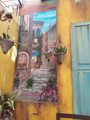 Murals throughout the restaurant at Jazmin in San Jose Del Cabo