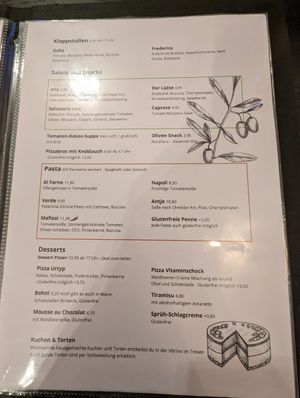 Speisekarte at Vistro in Hamburg