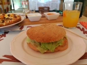 Hamburguesa vegana at El Retiro de Isidora in Aranda De Duero