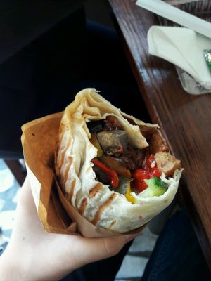 tempeh teriyaki wrap at The Root in Wroclaw