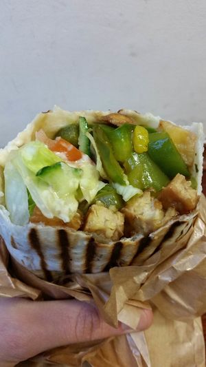 Teriyaki Tempeh warp at The Root in Wroclaw