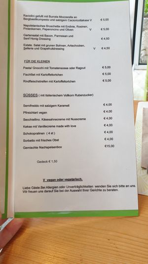 Speisekarte at Il Magazzino delle Scope in Lido Di Jesolo