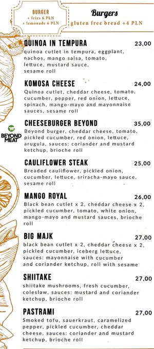 Food menu 7 of 10, July 2021 at Mango Vegan Street Food - Bracka in Warsaw