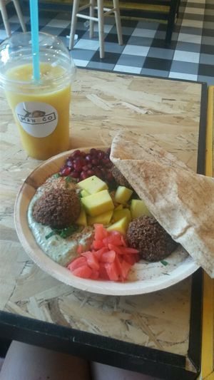 Houmous and falafel plate at Mango Vegan Street Food - Bracka in Warsaw