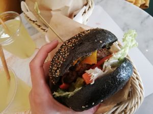 Quinoa cheddar burger at Mango Vegan Street Food - Bracka in Warsaw