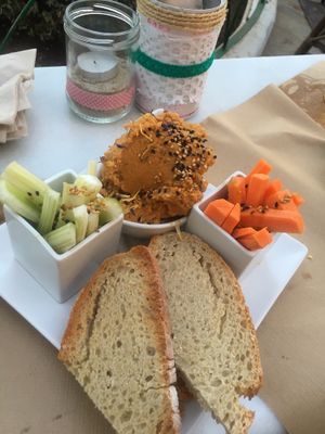 sweet potato hummus  at Caos in Ibiza