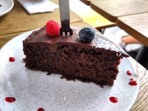 Chocolate cake at Orangebox in Munich