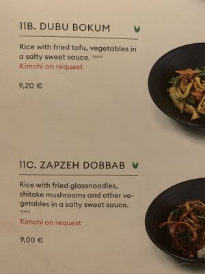 Vegan options, allergens indicated  at YamYam in Berlin