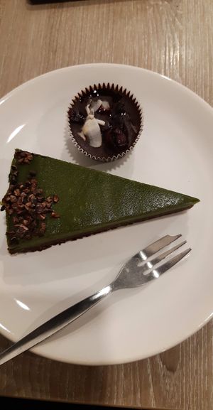 Cheesecake and something with chocolate at Veggie Garden in Prague
