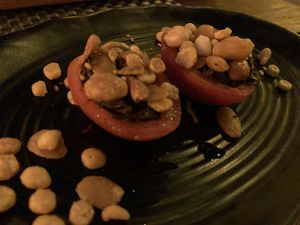 Free appetiser - vegan Burmese tea leaf salad  at Rice Paddy in Koh Yao Noi