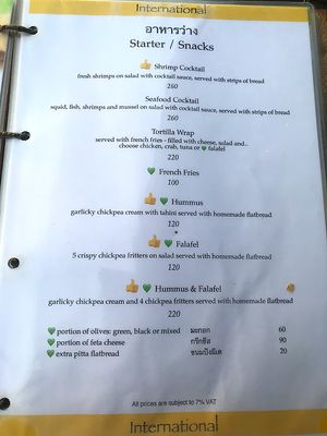 Menu at Rice Paddy in Koh Yao Noi