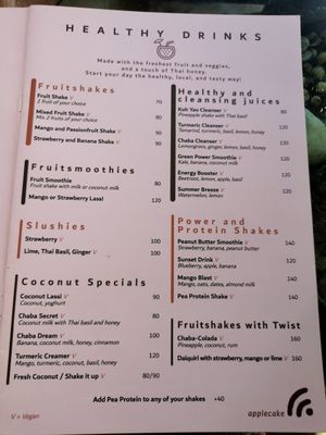 Menu at Chaba Cafe and Gallery in Koh Yao Noi