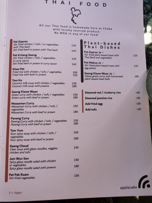 Menu at Chaba Cafe and Gallery in Koh Yao Noi