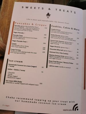 Menu at Chaba Cafe and Gallery in Koh Yao Noi