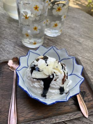 Home made coconut ice cream   at Chaba Cafe and Gallery in Koh Yao Noi
