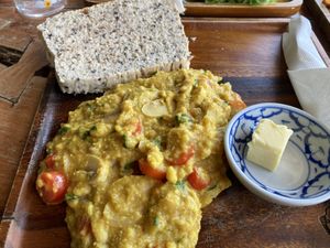 Chickpea scramble  at Chaba Cafe and Gallery in Koh Yao Noi