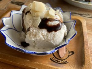 Homemade vegancoconut icecream  at Chaba Cafe and Gallery in Koh Yao Noi