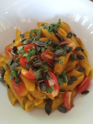 Pumpkin penne at Chaba Cafe and Gallery in Koh Yao Noi