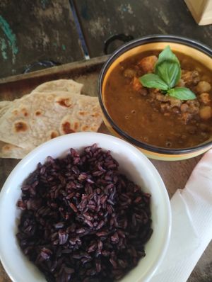 Dahl with black rice at Chaba Cafe and Gallery in Koh Yao Noi