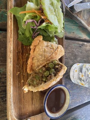 Vegan samosa  at Chaba Cafe and Gallery in Koh Yao Noi