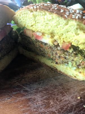 Burger at Chaba Cafe and Gallery in Koh Yao Noi