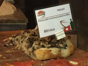 Another 'veggy' option: Potato, wild mushrooms & black truffles for 80 baht/slice. at Pizza Pala Romana in Bangkok