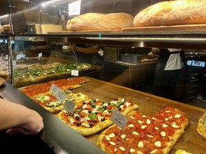 Very busy. No vegan slices were in this window  at Pizza Pala Romana in Bangkok