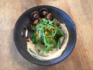 Fritters without tofu ricotta and with added mushrooms  at Urban Projuice in Albert Park