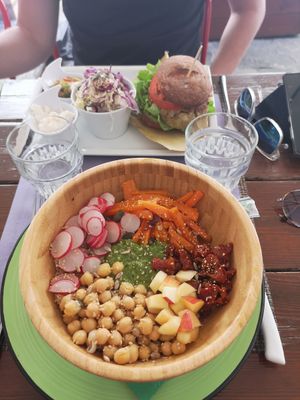 Bowl and vegan burger at Quinoa in Florence