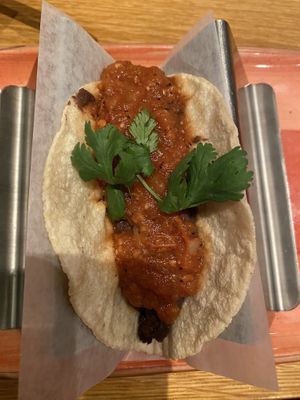 Black bean vegetarian taco with dairy removed  at China Poblano in Las Vegas