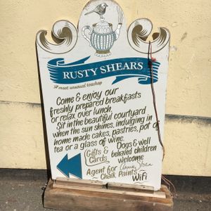 sign  at Rusty Shears in Whitby