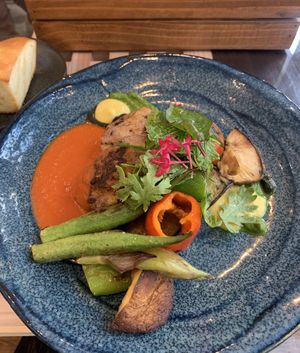 Veggie Patty with Tomato Sauce at Sekai Cafe - Asakusa in Tokyo