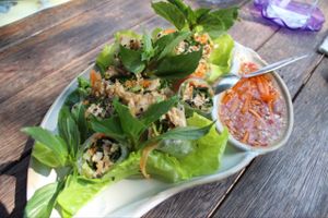 fresh spring rolls, which were amazing!!!  at Veggie Homemade Aurra Ammie in Pak Chong