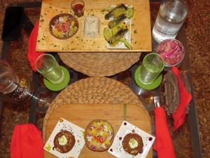 Crab cake (Caribbean menu second course)
Nori wrapped tofu fish, chili lime rice (Jamaican menu second course) at Amaluna Restaurant & Lab in Punta Cana