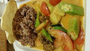curry mutton with brown rice  at ComBi Cafe in East Singapore