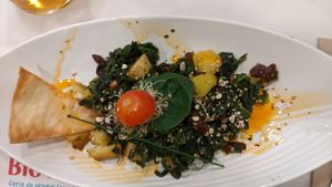 Catalan-style sauteed spinach with apples, raisins, almond and ginger at Yerbabuena - Bordadores in Madrid