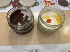 Chocolate dessert & Passion fruit dessert  at Yerbabuena - Bordadores in Madrid