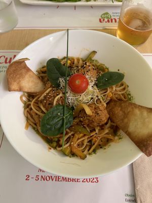 Spaghetti and ‘meat’balls  at Yerbabuena - Bordadores in Madrid