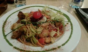 seitan and tofu with pasta  at Yerbabuena - Bordadores in Madrid