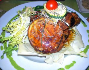Delicious tempura eggplant at Yerbabuena - Bordadores in Madrid