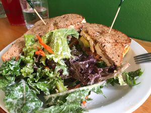 Farmacy club sandwich with tofu and veggies at Farmacy Health Bar in Wailuku