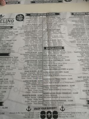 Menu completo at Marcelino Beach Club in Costa Da Caparica