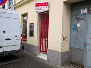 Outside of Veg8 Cafe at Veg8 Cafe in Brno