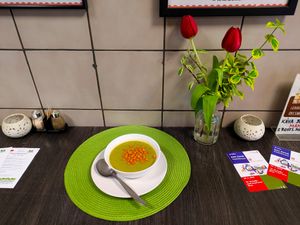 Soup at Veg8 Cafe at Veg8 Cafe in Brno