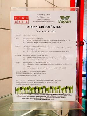Menu of the week at Veg8 Cafe at Veg8 Cafe in Brno