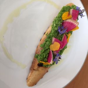 Crostini with pea purée  at The Gothic in Belfast