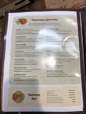 menu at Layla's Falafel in Stamford